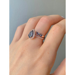 Sparkle & Shine! Vintage London Blue Topaz Ring Set in 14K Rose Gold – Perfect for Engagements, Anniversaries, & Birthdays